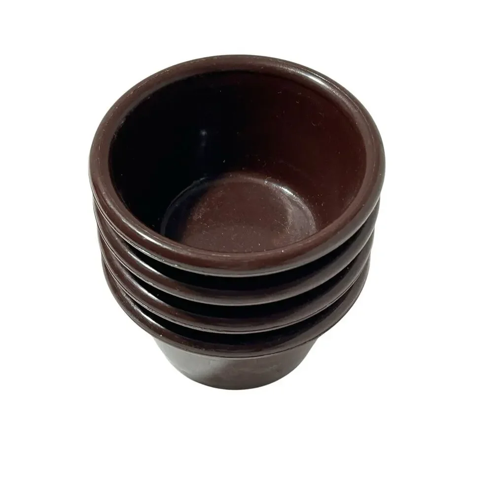 Gessner Set Of 4 Ramekin/ Condiment Bowls Brown 3 Oz Made in USA Dishwasher Safe